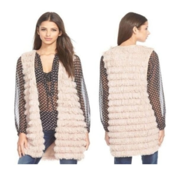 Wayf Jackets & Blazers - WAYF Blush Pink Fringe Vest Size S